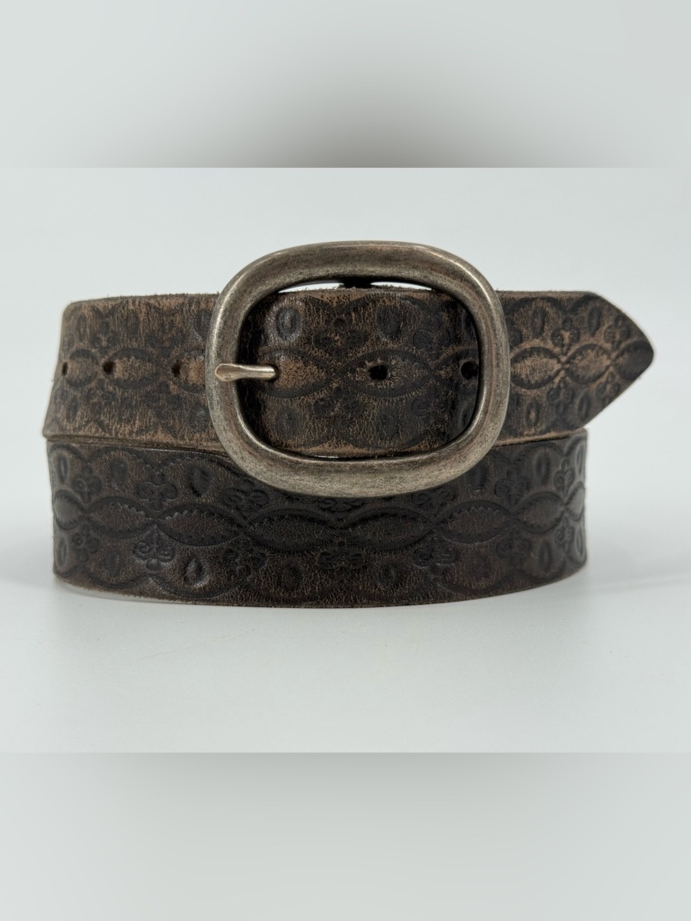 American Eagle Vintage Y2K Tooled Boho Leather Belt M/L
